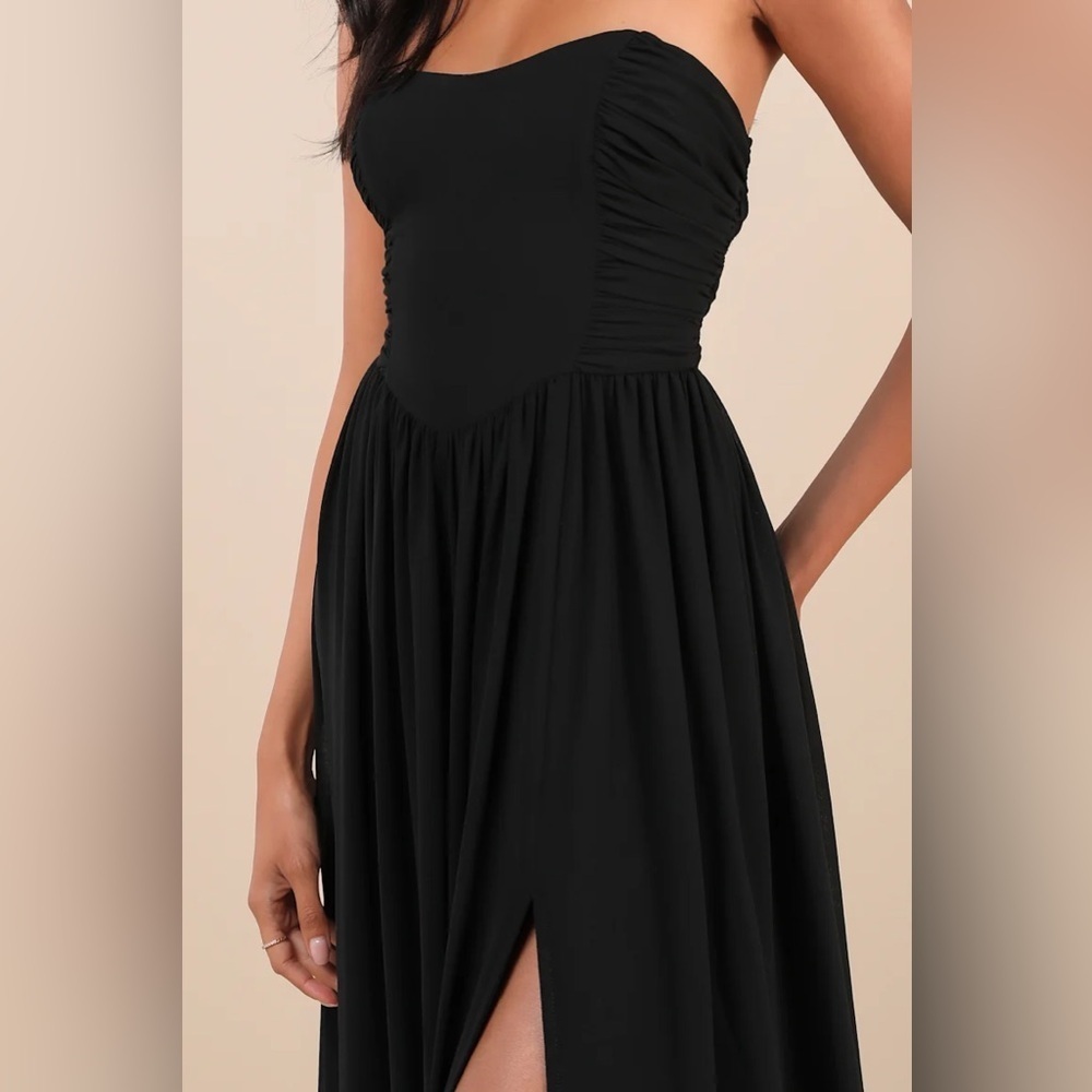 Lulus Luxe Favorite Black Strapless Ruched Maxi Dress - Picture 3 of 8